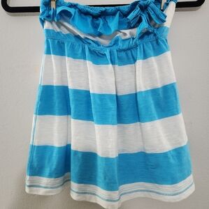 Y2K Abercrombie & Fitch Blue and White Striped Tank Top